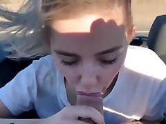 Tini ting in the car direct to the public massage hand smooth shaved p...
