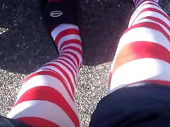 striped pantyhose