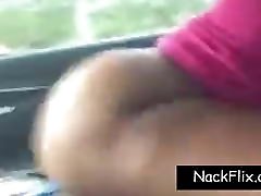 Ebony Couple Have finger posing In A Car