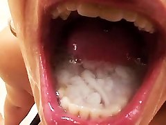 a mouth full of cum