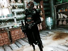 skyrim female argonian knight and Bartender