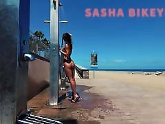 TRAVEL naughty amarecca - Public beach shower. Sasha Bikeyeva.Canaries