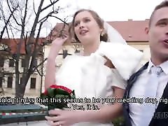 HUNT4K. Cute teen bride gets fucked for cash in front of her groom