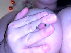Playing with my big tits late at night