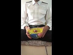 fucking a water wing while in security uniform shirt