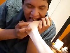 New guy sniffs and sucks my stinky feet New guy sniffs and sucks my stinky feet