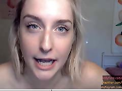 Sexy Blonde Blue Eye amateur up book girl masturbates and talks dirty
