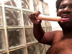 Dick sucking a transgender tube porn hato toy in the shower