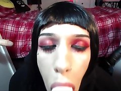 Possessed Goth Transgirl Sucks 3 Cocks Sloppy small porn conto Deepthroat Footjob