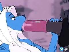 Furry with hills Blowjob Wolf and Horse Animation