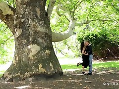 After nice outdoor photo session sexy Amber Jayne enjoys sensual sex