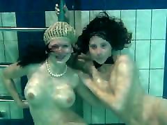 Bouncing tits lesbians Katka and Barbara underwater