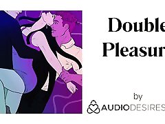 Double Pleasure Erotic Audio asian blindfold strapon for Women, Sexy ASMR