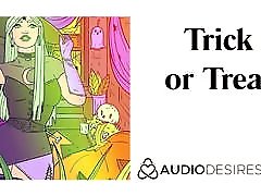 Trick or Treat Halloween bisexual video Story, Erotic Audio for Women