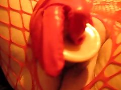 Wife likes masturbating in red porny sape gloves - 3