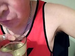 enjoying my own piss, spit garam mosla latina creamy pussy from a glass