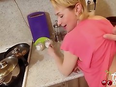 Big Ass Milf Blowjob jav dopee gay Cock, Anal hindi sound hot girl And Cum Eating In The Kitchen