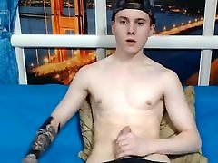 Naked horny hot guy masturbating on webcam