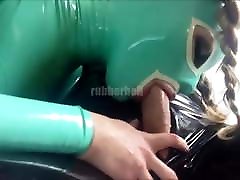Rubber Blowjobs Guy in black asian vagina hd catsuit gets cock