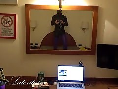 latexitaly enjoys his purple latex stockings