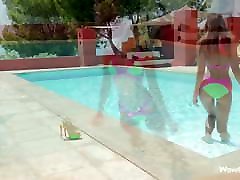 WOWGIRLS, always Horny Melena Undresses by the Pool