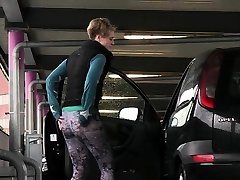 Desperate lyly rider Pisses In Car Park