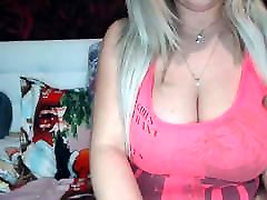 Busty blonde strips and shows her hells hd body