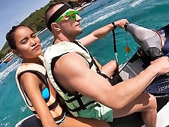 Jetski blowjob in big amazing tits with his real luncing big boobs teen girlfriend
