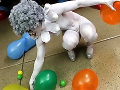Cosplay hars and grils with naked clown babe