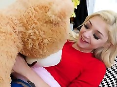 Girlfriend playing naughty with teddy