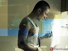 Inked Asian Jock Rides Massive Dildoes Inked Asian Jock Rides Massive Dildoes