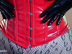 Oily topless curvy MILF in big cook and teen latex gloves, pantyhose ass
