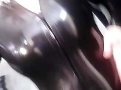 Latex facialized anal Catsuit selfie Video