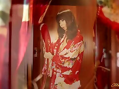 Asian gonzo foursome woman in kimono Marika Hase pleases her man