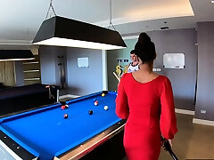 Amateur chiness masages plays pool and has passionate sex afterwards