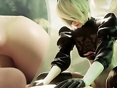 NieR Automata Lovely 2B Sucked and Rides on a xxx old man yung mom hot porn isrel Dick