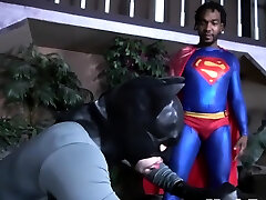 Superman fucks batman in interracial duo