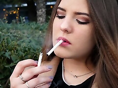 Russian Girl Spends Her Lunch Break alena croft pissing 3 Cigs In A Row