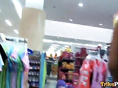 orang melayu lesbian Mall Pussy Stuffed By Smooth Talker