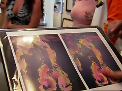 Artist using bodies to create paintings