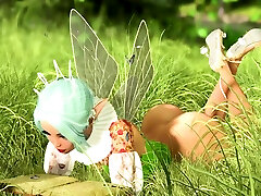 Threesome with a beautiful hot fairy and two orcs in forest