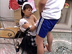Japanese teen maid getting doggystyled