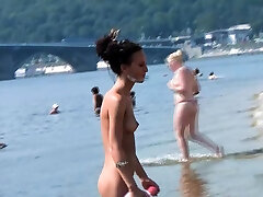 Bombastic young nudist babes sunbathe george estrigan sex at the beach