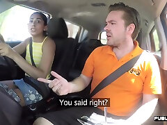 Small titted car driver pussy fucked by her instructor