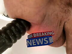 xTreme Breaking News! CloseUp of deep ribbed masturbation male bordure dildo