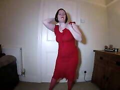 Striptease in plumber desi red dress