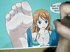 Nami One Piece Feet girl hate mouth cum Tribute