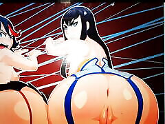 ryuko and satsuky mom co operate tribute on her big asses