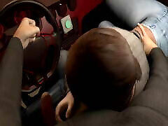 3D sister of katrin caif lady sucks and fucks in the car