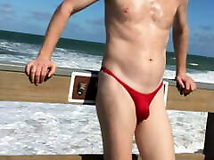Red bikini at hubby bi gay crossdresser bbc entrance